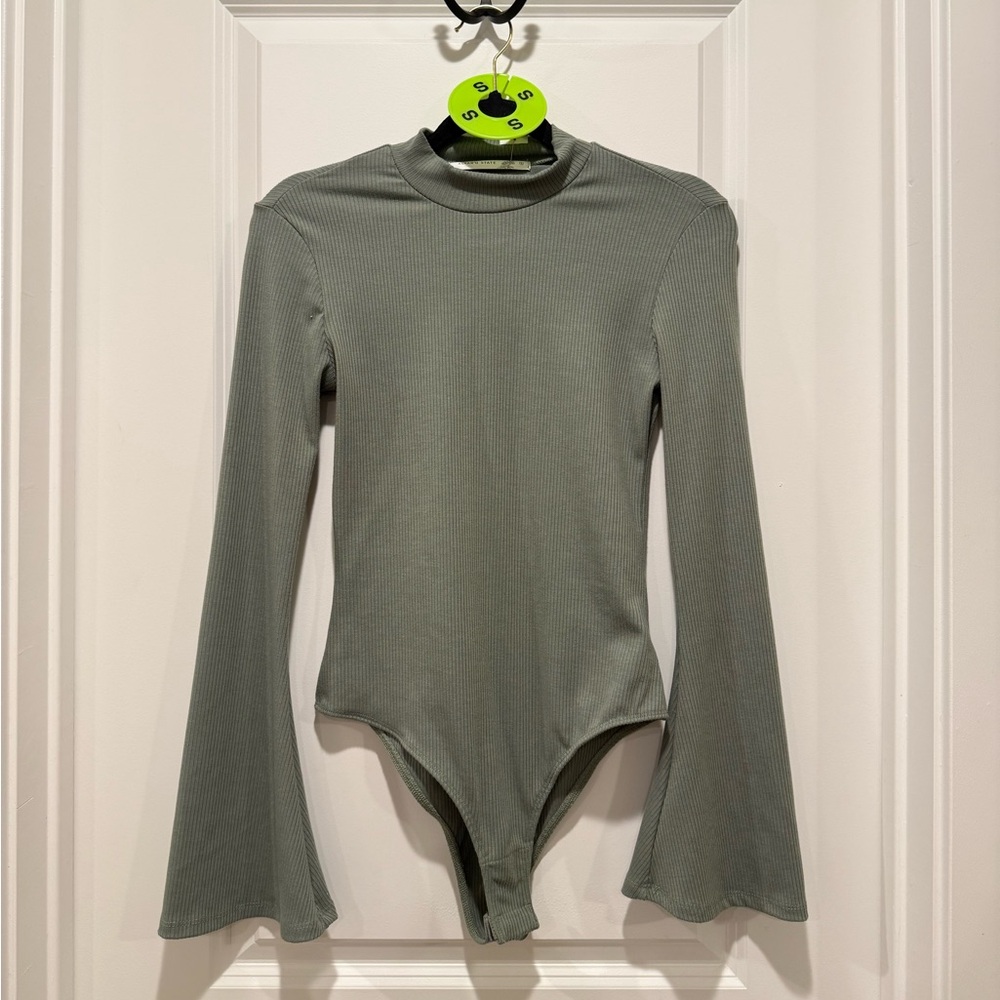Altar'd State Olive Green Ribbed Bodysuit